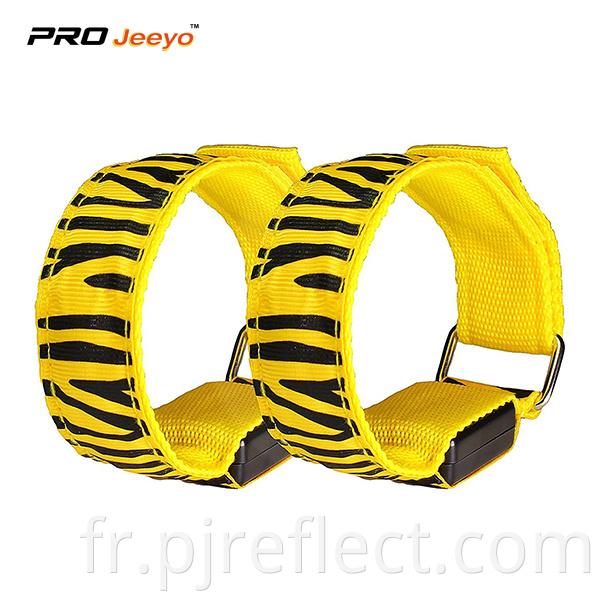 Reflective Led Light Yellow Zebra Print Webbing Armband Wb Mbw003